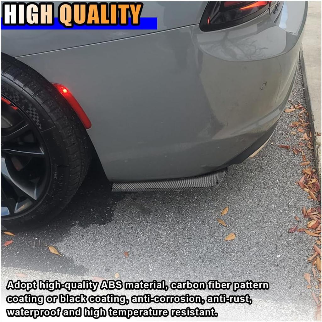 2PCS Universal Car Rear Bumper Lip Splitter Canard Diffuser, Side Fin Fenders Skirt Protector Exterior Decoration Trim For Car (Carbon Fiber)