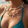 Large Starfish Imitation Pearl Choker Necklace for Women Boho Ocean Series Metal Chain Necklace Summer Beach Party Jewelry Gift