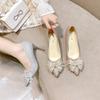 High Heels Women's Autumn Bow Thin Heel New Rhinestone Wedding Shoes Pointed Tip Shallow Mouth Temperament Single Shoes