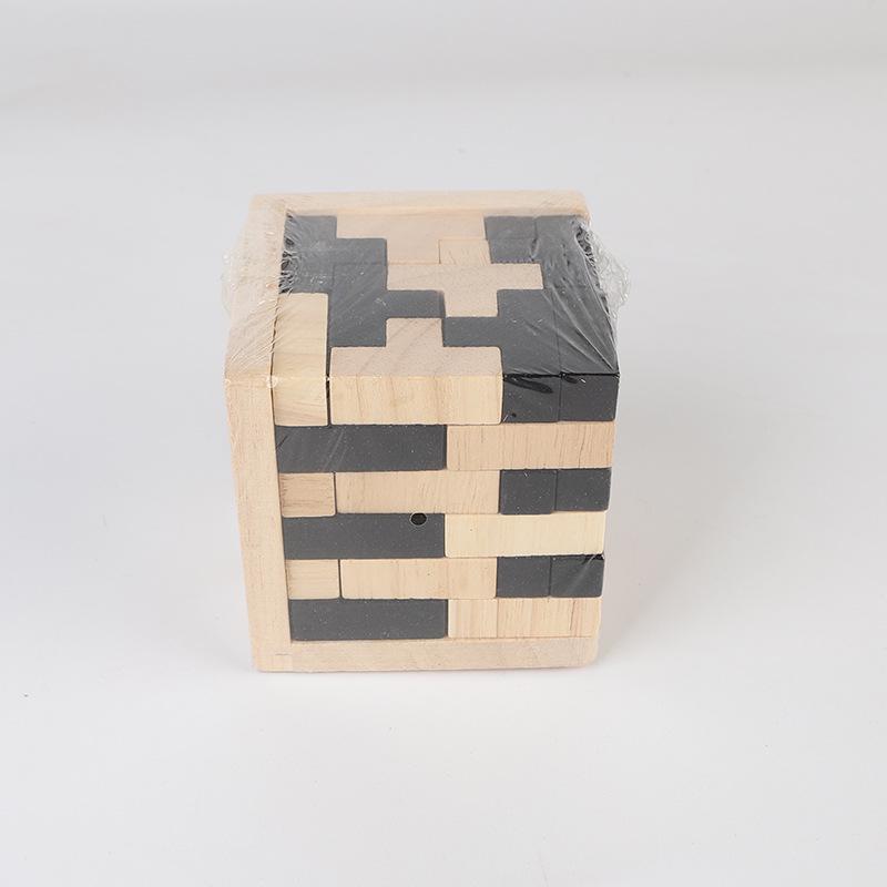 Деревянная головоломка Luban Lock - Кубик Тетриса с магическими бобами для досуга и снятия стресса
