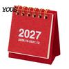 Функциональный настольный календарь для планирования Мини 2026-2027, Окт 2026 - Дек 2027, Стоячий, Перекидной, Маленький, Милый, Цветной, 14 Месяцев, Настольный, На пружине