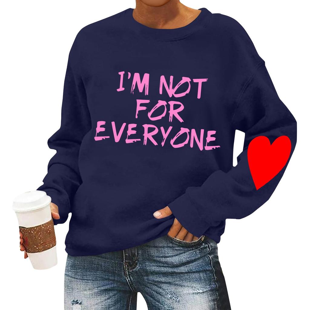 Женская повседневная мода ко Дню святого Валентина с принтом, длинным рукавом, круглым вырезом, толстовки, пуловеры, топы