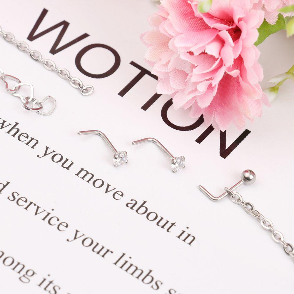 Мода Нержавеющая Сталь Без Пирсинга Двойной Клипса для Ноздрей Цепочка для Носа Фейковое Кольцо для Носа Кольцо для Носа