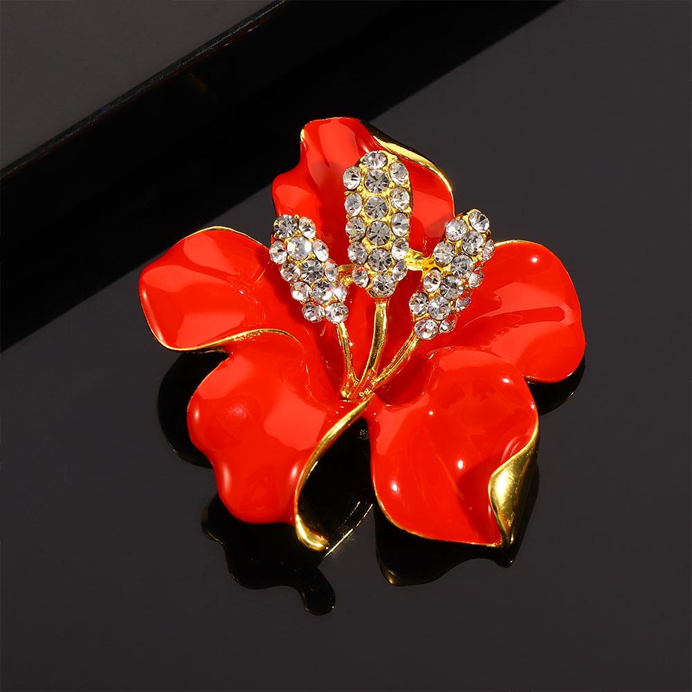 Рождественские цветы Прозрачные Женские 6 цветов для свадебной моды Эмалированные цветы Кристальные броши Стразы