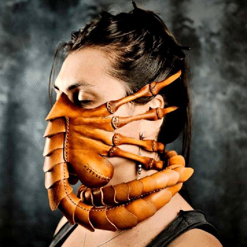 Halloween Horror Alien Scorpion Mask New faux leather model2020Face-hugging insect mask