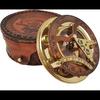 Nautical Sundial Compass with Leather Case Antique Solid Brass Compass Antique Brass & Copper Sundial Compass, Sundial Clock