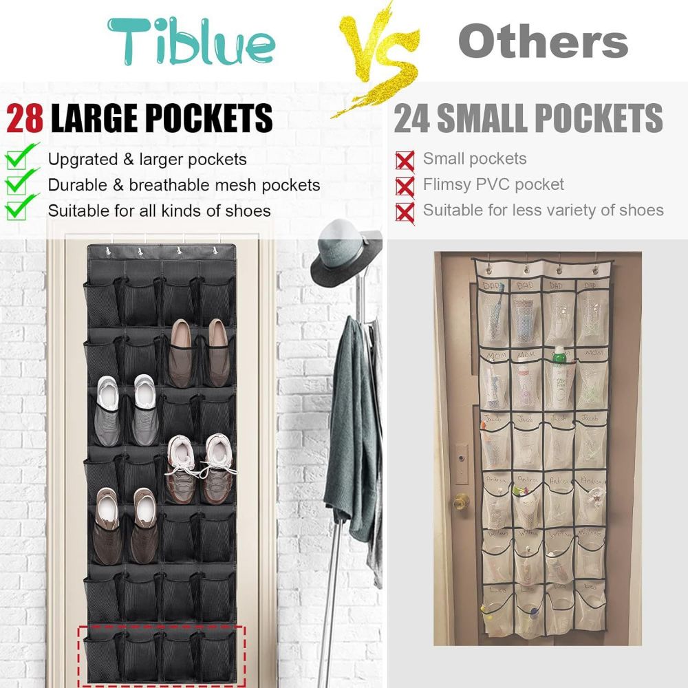 14/24/28/35/40/48 Grid Shoe Rack Mesh Pockets Shoe Storage Bag Over The Door Shoe Organizer Home