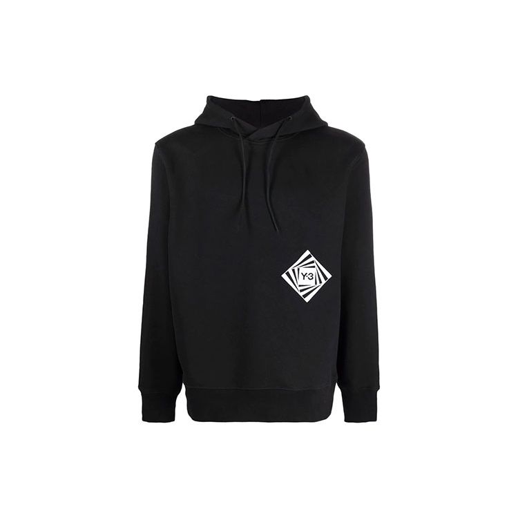 Y-3 Мужская толстовка с капюшоном и принтом логотипа на шнурке FW21 Черная HF7067
