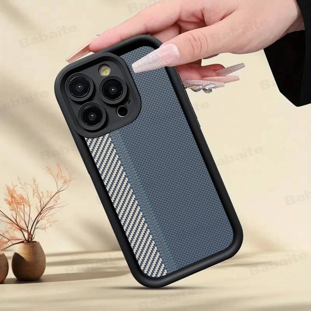 Чехол для телефона с текстурой волокна для IPhone 17 16 15 14 Plus 13 12 11 Pro Max Силиконовый чехол
