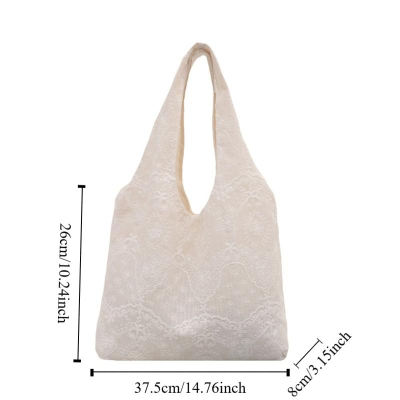Korean Style Simple Canvas Handbag Tote Bag Large Capacity Bag Lace Shoulder Bag Couple