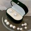 Korean Style Pearl Stud Earrings for Women, Silver Needle, High-End Luxury Ear Clips, Retro Design