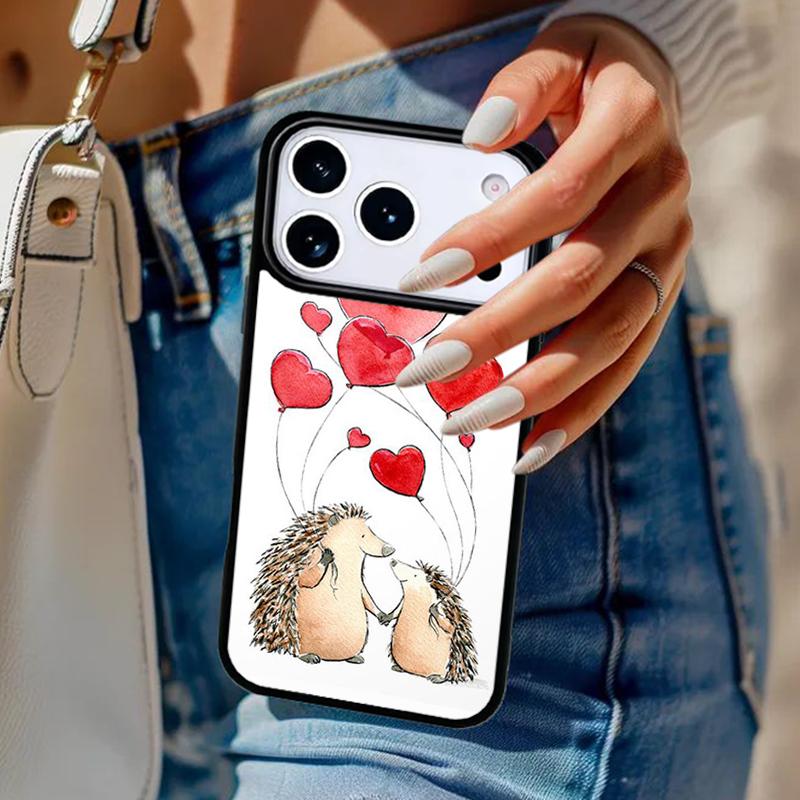 Чехол для телефона с ежиком и шариком Для iPhone 17 Air 14 15 13 12 Max Чехол Для Apple 14 15 16 16e 11 Pro Max Plus