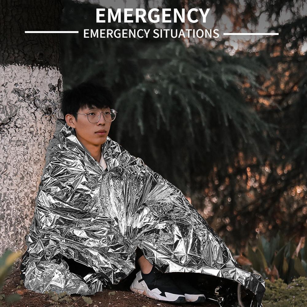 Экстренное одеяло для выживания на открытом воздухе, спасательная фольга для оказания первой помощи, тепловое одеяло, гипотермия, ветрозащитное