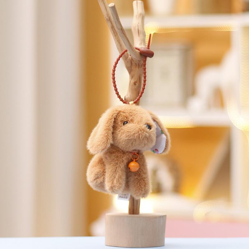 Dog Bell Plush Toy Keychain Stuffed Doll Animal Cartoon Pendant Gift Decoration