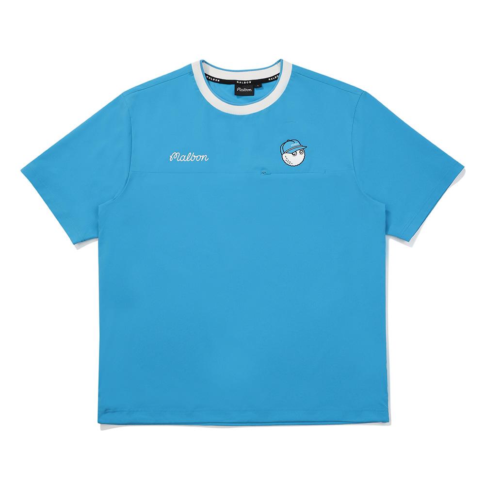 MALBON GOLF Neck Tipping Point Short Sleeve Piste Blue (Man)