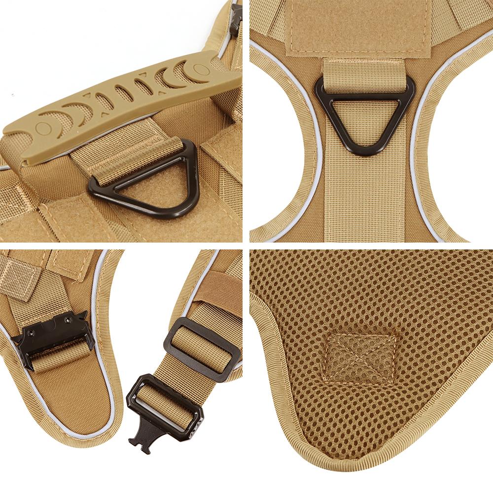 Светоотражающая шлейка для собаки с 4 металлическими пряжками, военная тактическая шлейка-жилет для тренировки питомца, поводок-ошейник, аксессуары для крупных собак