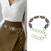 PU&Metal Stitching Waist Belt Ethnic Style Waist Belt with Carved Flower Rivets Cowgirl Belt for Coat Skirts Jeans