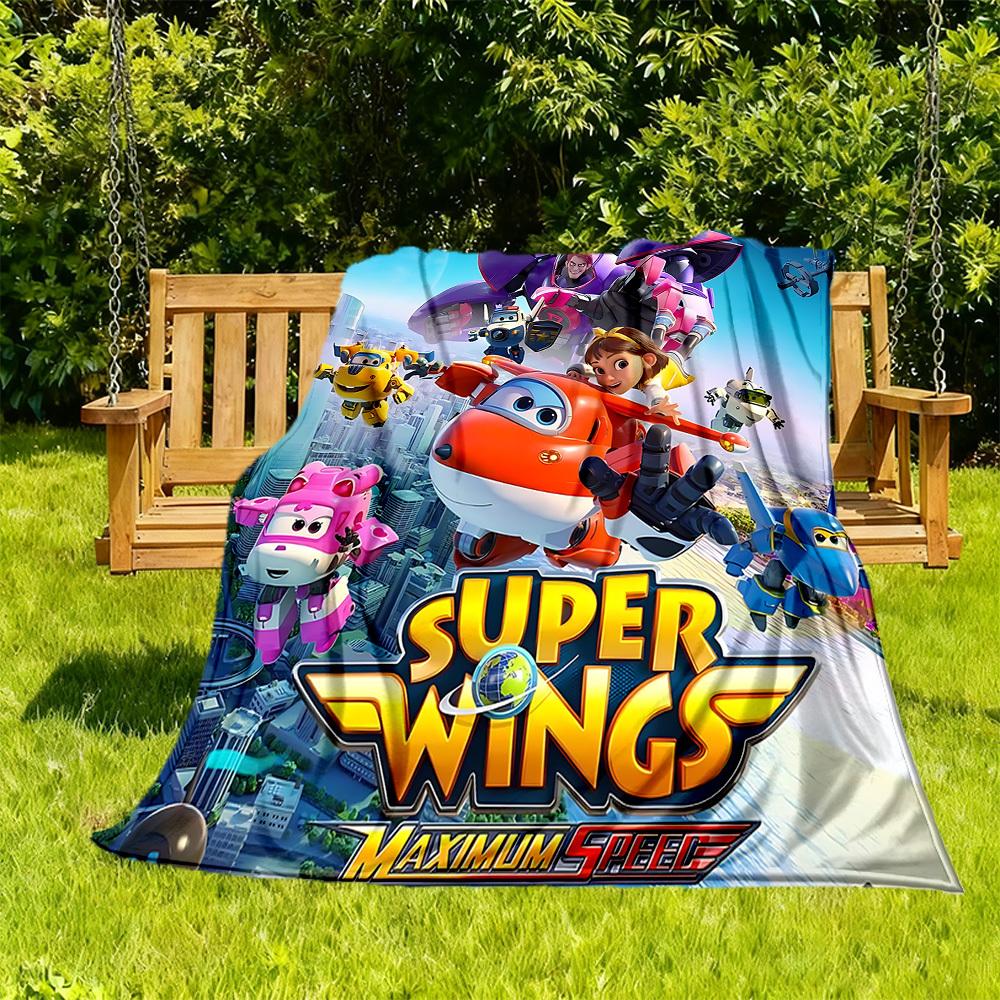 1 шт. Super Wings Максимальная скорость Плед для улицы Легкий Фланелевый, Мягкий и Теплый, Всесезонный для Дивана, Улицы, Кемпинга, Гостиной, Офиса, Стула
