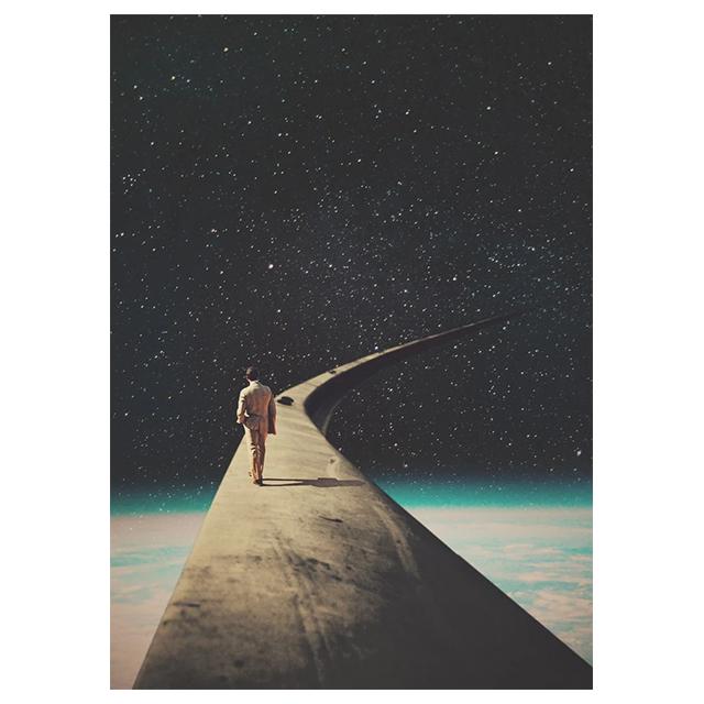 Научная фантастика Космический коллаж Романтические городские принты Постер Холст Картина Современное настенное искусство Картина Гостиная Спальня Домашний декор