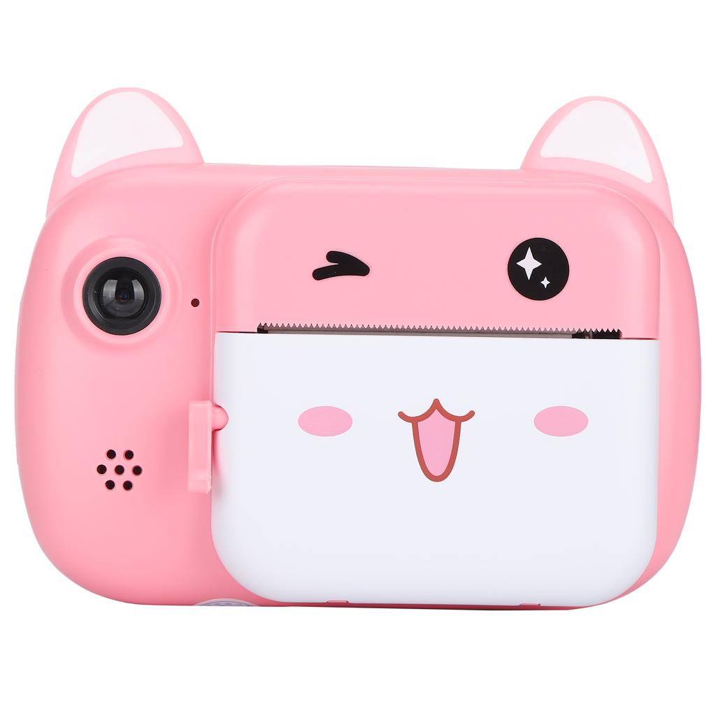 Мгновенная камера с бумагой для печати 24 МП Разрешение 200 точек на дюйм 32 ГБ Детская камера Розовый кот