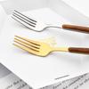 20Pcs Wooden Handle Dinnerware Steak Knife Coffee Spoon Cake Fork Set Mirror Stainless Steel Tableware Kitchen Utensils Eating Silverware