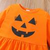 Kids Girls Halloween Outfit Spring Autumn Long Sleeve Pumpkin Printed Skirt Pants Two Piece Set Fashion Casual Children Clothing