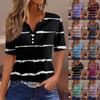 Жен. Футболка Футболка С принтом Пуговицы С короткими рукавами Повседневные Выходные Мода Классический V-образный вырез Обычный Верх