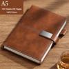A5 Thickened Business Leather Buckle Notepad, Student Study Notebook, Work Meeting Record Book, Diary, 100 Sheets 200 Pages