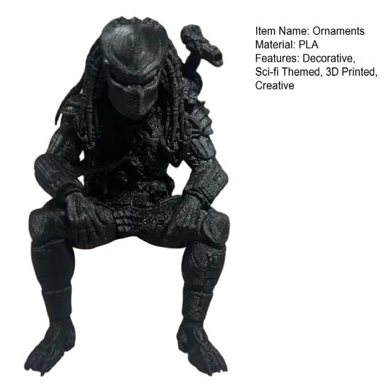 Sci-fi Mecha Figure 3D Printed Predator Figurine, Desktop Edge Sitter Statues, Mini High-precision Collectible Figure, Alien Warrior Sculpture