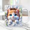 3D Effect CAT Dog Bear Animals Coffee Mug Wrap, 11oz Sublimation Ceramic Tea Cup,Beer Mugs,Milk Cups Surprised Gift For KIDS
