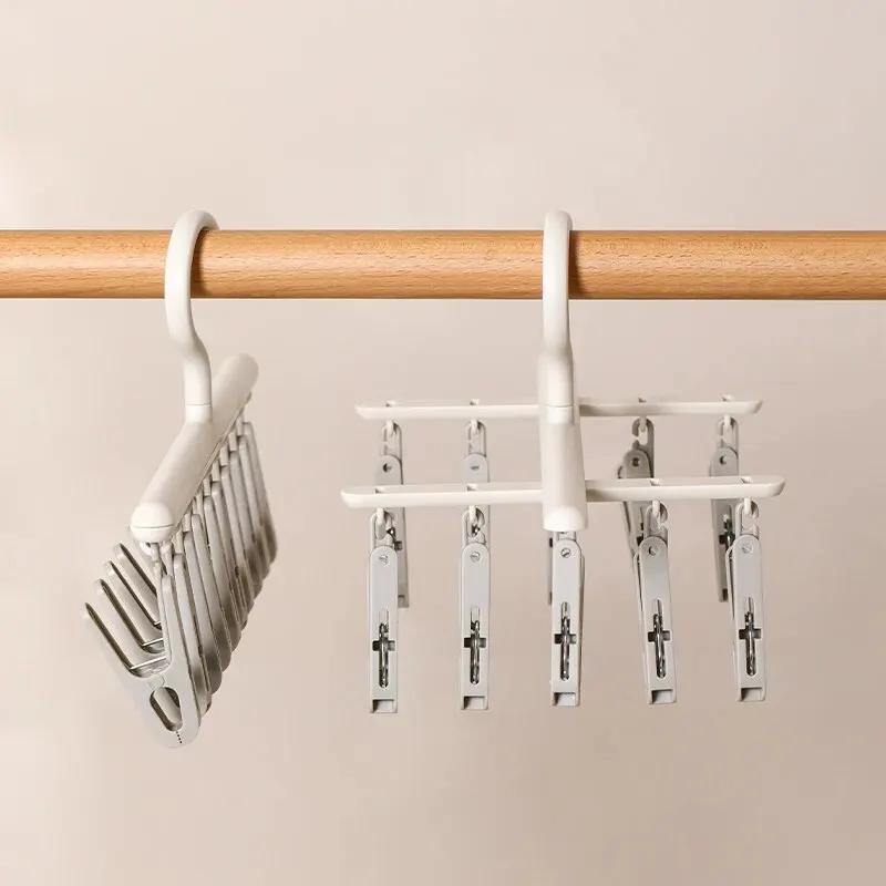 Сушилка для носков с 10 зажимами, многофункциональные зажимы для сушки белья на балконе общежития, зажимы для сушки нижнего белья, вешалка для шарфов