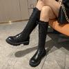 Fashion 2024 New Women's Long Boots Thick Sole Knight Boots British Style High Non-knee Rubber Upper Material