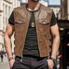 Vest for Men Men Punk Leather Vest Gothic Side Hollow Out Motorcycle Zipper Jacket Performance Costume Sleeveless Loose Waistcoat Winter Coat