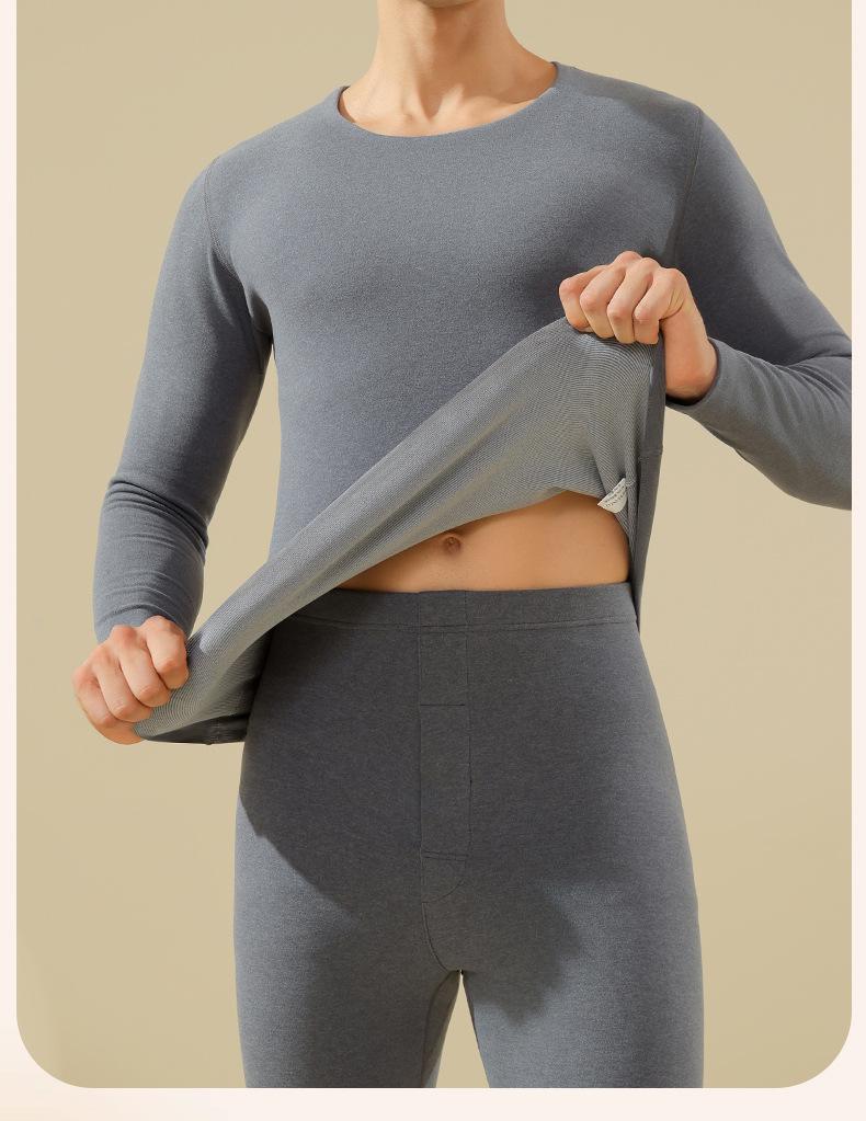Men's Seamless Thermal Underwear Set with Anti-Static Velvet and Cashmere for Autumn/Winter