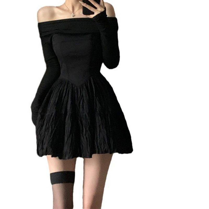 Платье с одной линией плеча и длинным рукавом, женское весеннее платье в стиле французской светской львицы, утягивающее талию, платье Peng