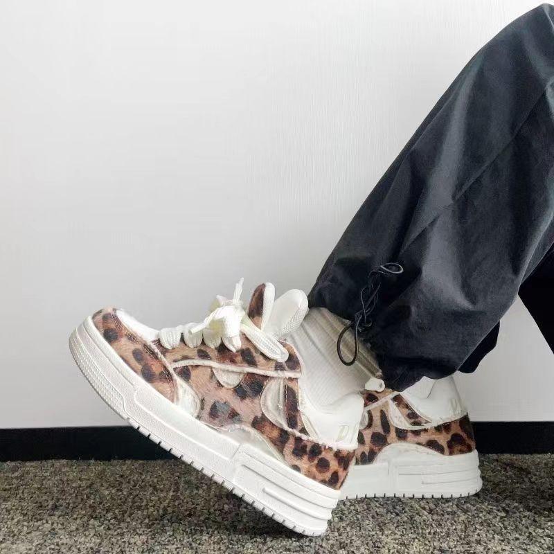 Мода 2025 Лето Кеды Женские Леопардовые Кеды Повседневные Хлебные Кеды