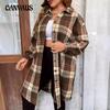 Autumn Long-sleeved Lapel Plaid Shirt Mid-length Tops Women's Shirt Plus Size Women's Shirts