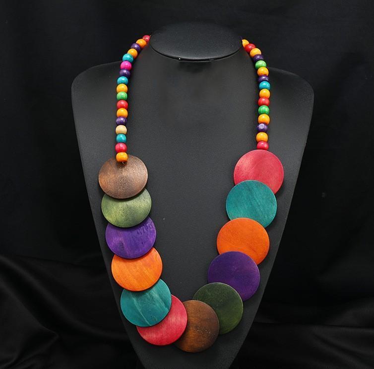 Handmade Exaggerated Bohemian Wooden Bead Necklace All-match Necklace Jewelry Sweater Necklace Chain Personalized Holiday Accessories