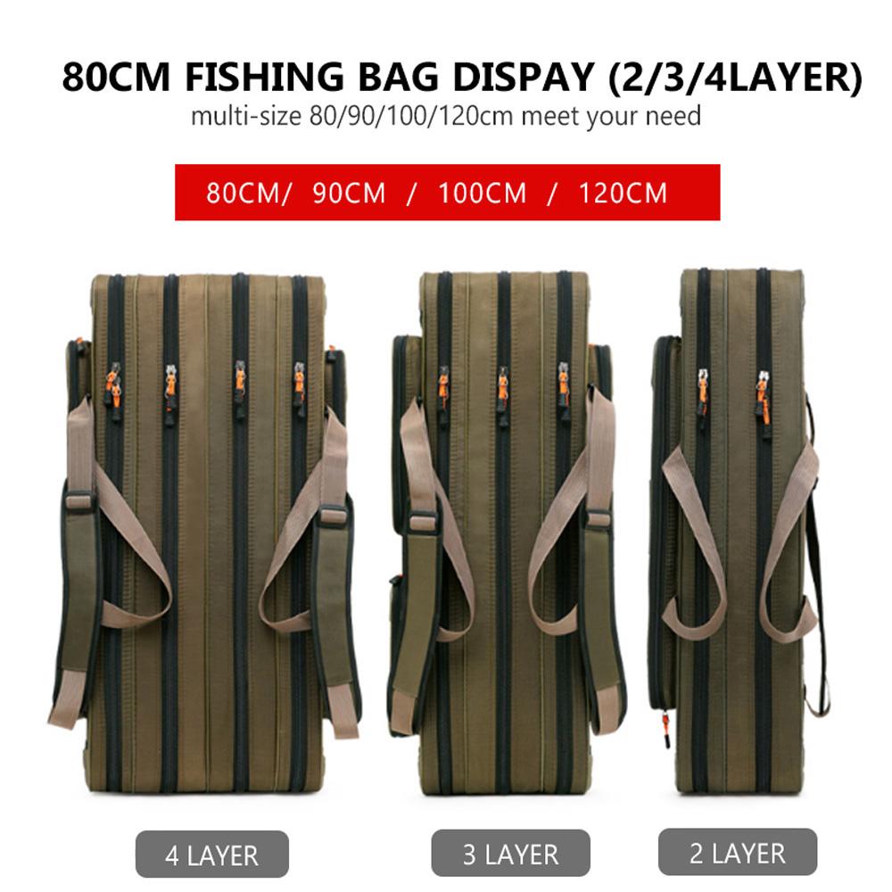 Multifunctional Fishing Rod Tackle Bag 2/3/4 Layers Light Travel Lure Rods Storage Case for Saltwater Freshwater Outdoor Bags