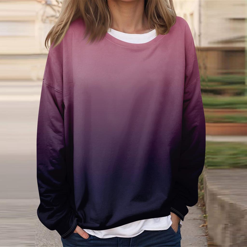 Женская повседневная модная винтажная печатная толстовка с длинным рукавом и круглым вырезом, многослойный пуловер