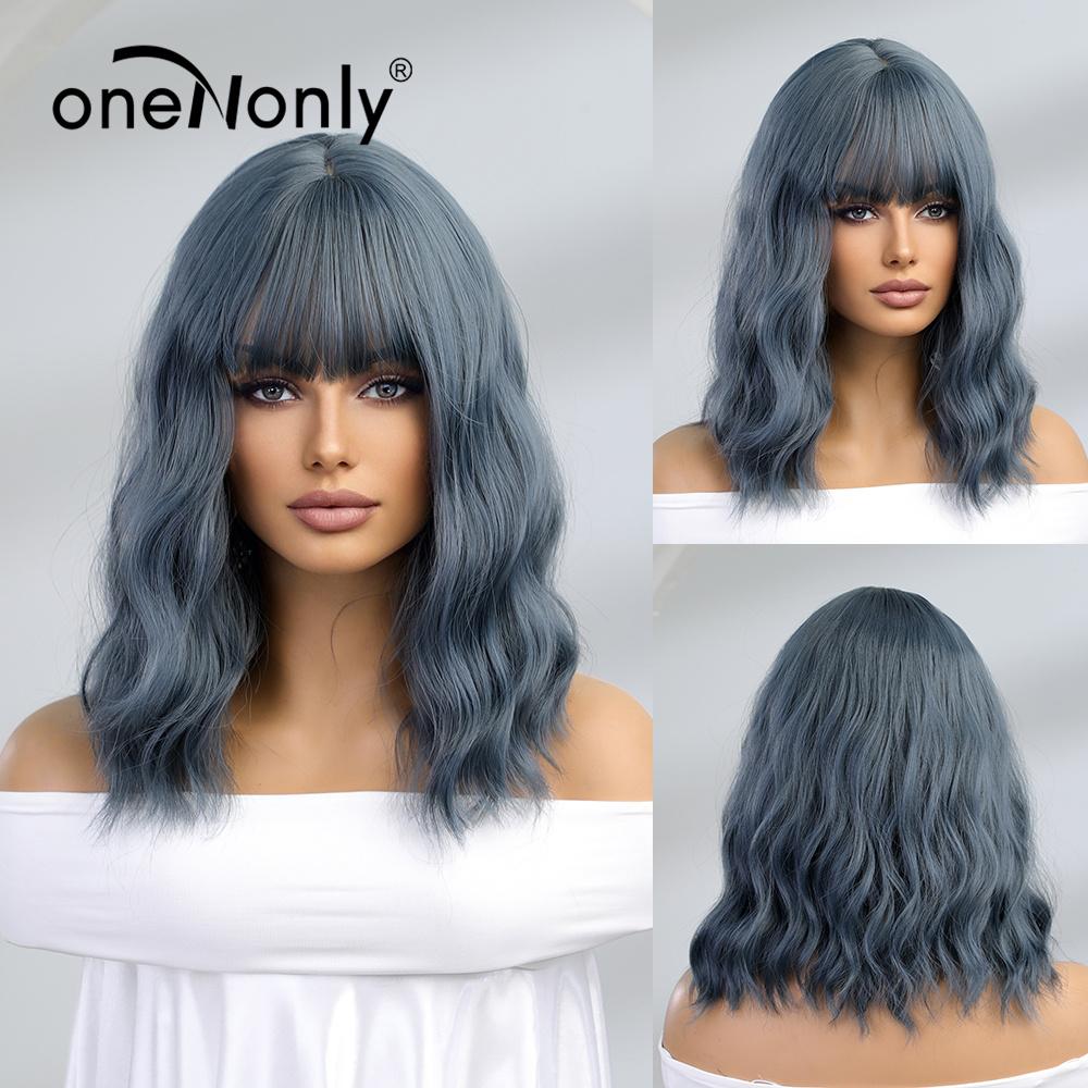 oneNonly Short Pink Wig Natural Wigs for Women Medium Wavy Synthetic Wig Party Heat Resistant Hair