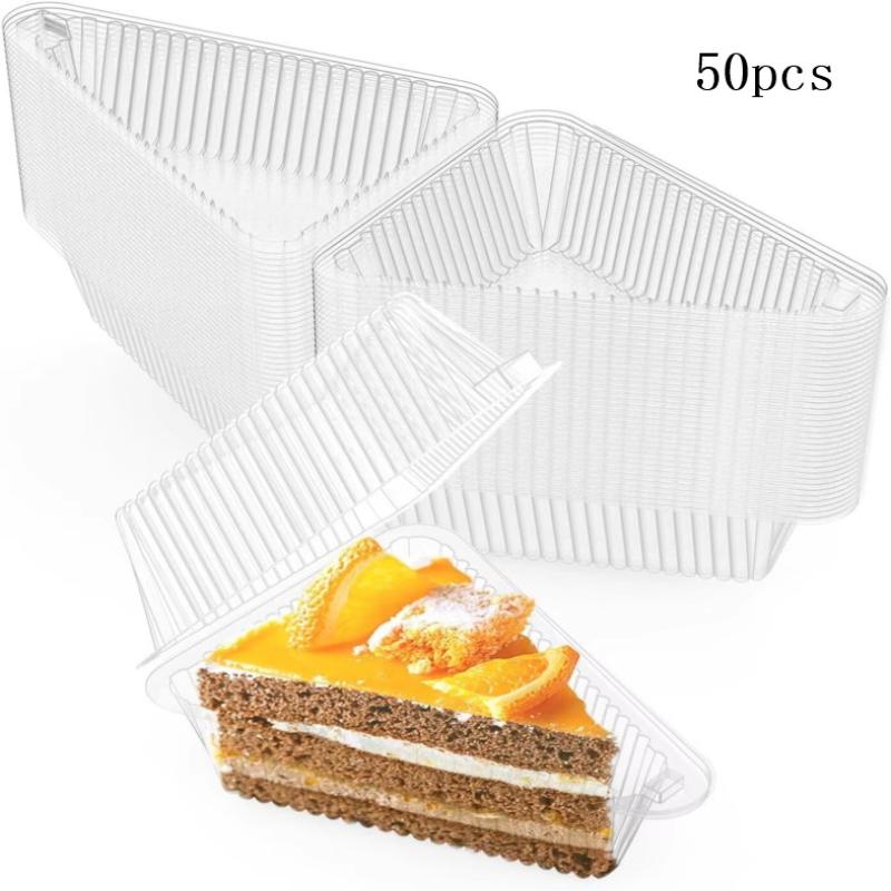 50/100 шт. Контейнер для кусочка торта Прозрачная треугольная коробка для десерта Многоразовая коробка для упаковки пищевых продуктов Штабелируемый держатель для сэндвичей Для фруктового торта