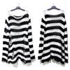 New Goth Punk Gothic Sweater Oversized Pullovers Women Striped Cool Hollow Out Hole Broken Jumper Harajuku Aesthetics Sweater