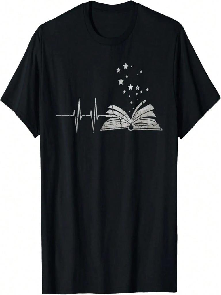 Vintage Retro Distressed Heartbeat Book Reader Lover T-Shirt