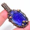 Sapphire Natural Gemstone Handmade Copper Wire Wrap Pendant 2.44" N0w55