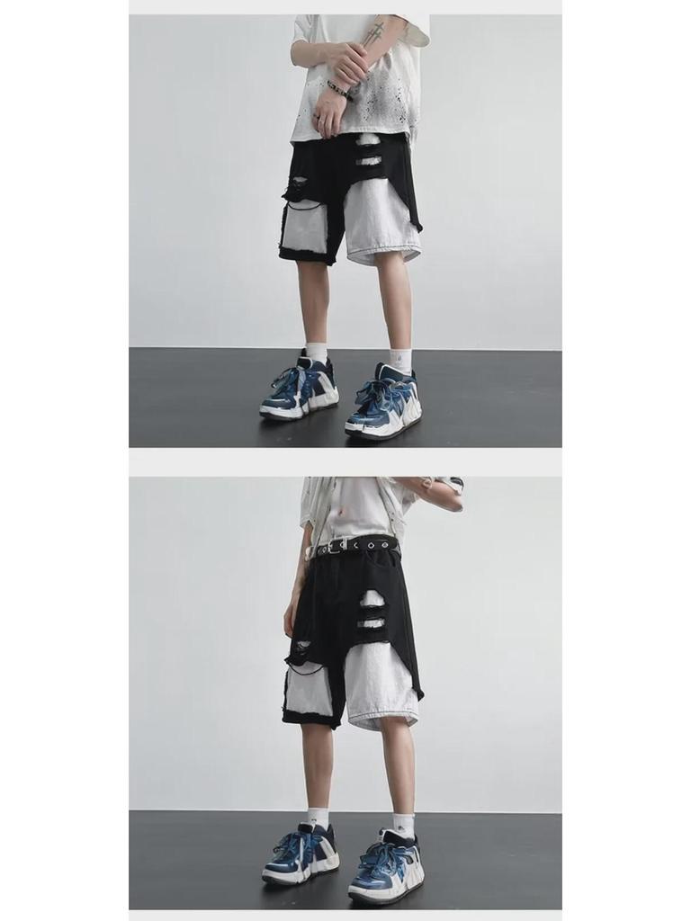 Расклешенные черно-белые мужские джинсы — американский стиль, дизайн Mandarin Duck, стильные широкие штанины уличного стиля.