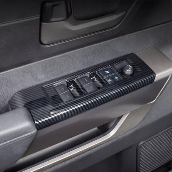 4Pcs Carbon Fiber Window Switch Panel Cover Trim For Toyota Tundra -