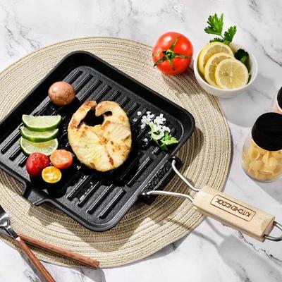 Grill24 Tfi - Квадратная сковорода-гриль из литого алюминия 24 см - Антипригарное покрытие - Для всех типов плит, включая индукционные