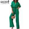 Women's Fashion Autumn and Winter Loose Stretch Wrinkle Long Sleeve Shirt Wide Leg Pants Casual Suit