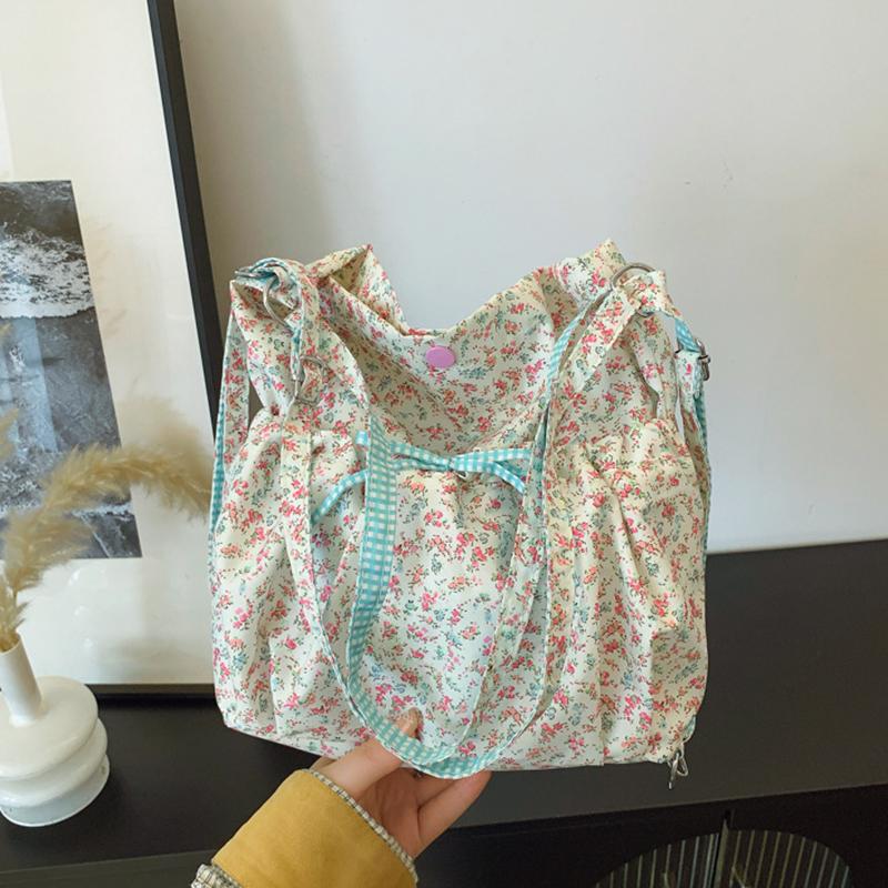 Women's Floral Print Crossbody Shoulder Bag Fashion Washable Fabric Pink Flowers Small Backpack for Casual & Special Occasions CLE